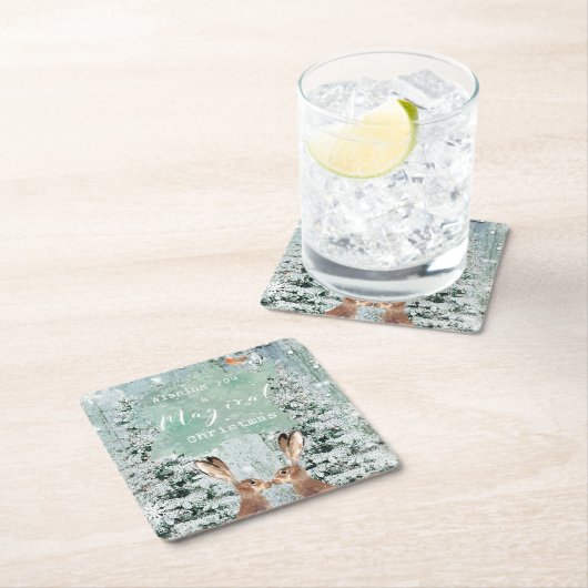 Kerstaire winterhazen kartonnen onderzetters (Insitu)