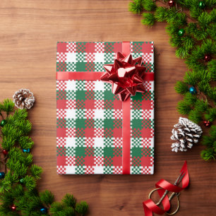 Kerstairkleurig rood-groen buffelpatroon cadeaupapier