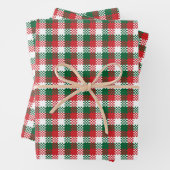 Kerstairkleurig rood-groen buffelpatroon inpakpapier vel (In situ)