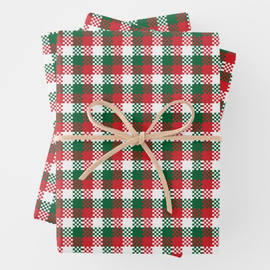 Kerstairkleurig rood-groen buffelpatroon inpakpapier vel (In situ)