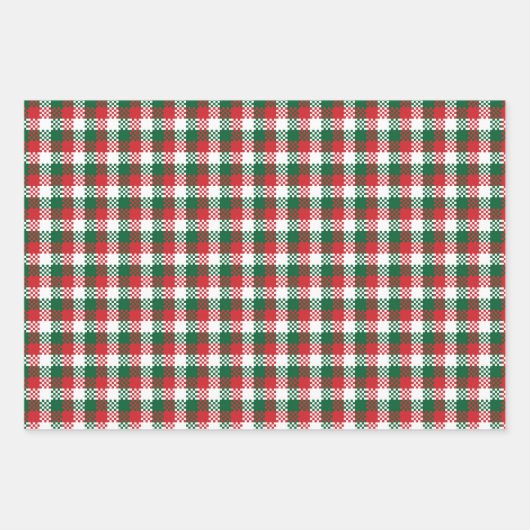 Kerstairkleurig rood-groen buffelpatroon inpakpapier vel (Voorkant)