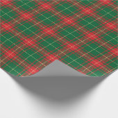 Kerstairkleurig rood tartan-patroon cadeaupapier (Hoek)