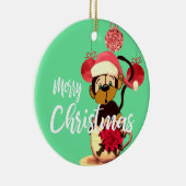 Kerstairkleurige groene rode keramische sieremmer keramisch ornament (Rechts)