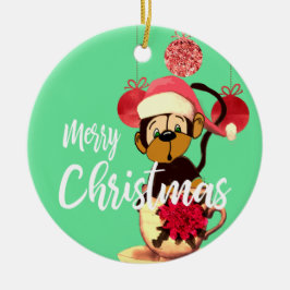 Kerstairkleurige groene rode keramische sieremmer keramisch ornament