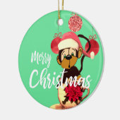 Kerstairkleurige groene rode keramische sieremmer keramisch ornament (Links)