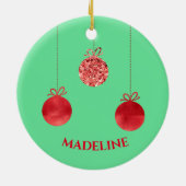 Kerstairkleurige groene rode keramische sieremmer keramisch ornament (Achterkant)