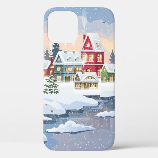 Kerstairlandschap met sneeuwdekhuis Case-Mate iPhone case (Achterkant)