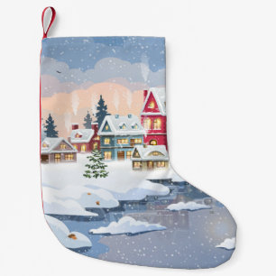 Kerstairlandschap met sneeuwdekhuis kleine kerstsok