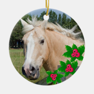 Kerstairpalominopaarden en -Holly Round Ornament