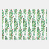 Kerstairpatronen voor groene twijgen en rode besse inpakpapier vel (Voorkant 3)