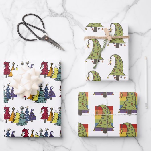 Kerstairpatroon met Gay Pride Rainbow Inpakpapier Vel (Voorkant)