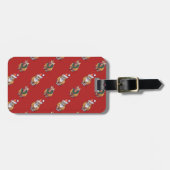 Kerstairpatroon met kop en staart bagagelabel (Voorkant horizontaal)