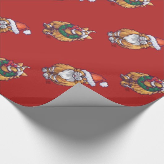 Kerstairpatroon met kop en staart cadeaupapier (Hoek)