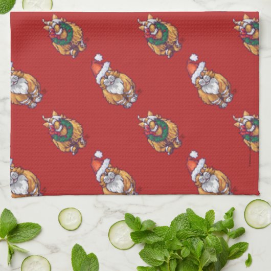 Kerstairpatroon met kop en staart theedoek (Gevouwen)