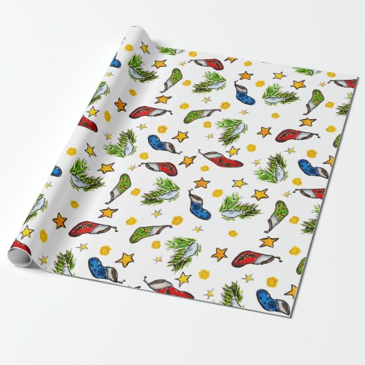 Kerstairpatroon ornamie cadeaupapier (Uitgerold)