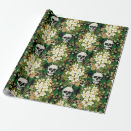 Kerstairpatroon van Floral en Skulls Cadeaupapier