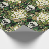 Kerstairpatroon van Floral en Skulls Cadeaupapier (Hoek)