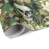 Kerstairpatroon van Floral en Skulls Cadeaupapier (Rol Hoek)
