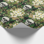 Kerstairpatroon van Floral en Skulls Cadeaupapier (Hoek)