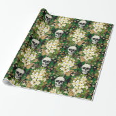 Kerstairpatroon van Floral en Skulls Cadeaupapier (Uitgerold)