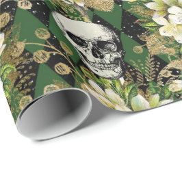 Kerstairpatroon van Floral en Skulls Cadeaupapier