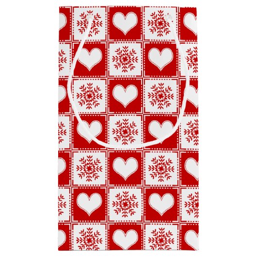 Kerstairpatroon voor harten en snowflakes klein cadeauzakje (Achterkant)