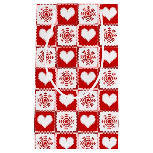 Kerstairpatroon voor harten en snowflakes klein cadeauzakje (Voorkant)