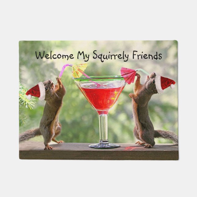 Kerstairrel Cocktail door Mat (Voorkant)