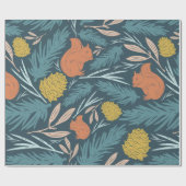 Kerstairrel Pine Cone Fir Bough Cadeaupapier (Vlak)