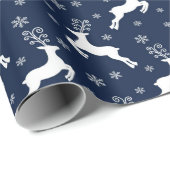 Kerstairrenierpatroon met witte feestdag cadeaupapier (Rol Hoek)