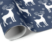 Kerstairrenierpatroon met witte feestdag cadeaupapier (Rol Hoek)