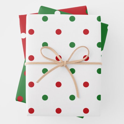 Kerstairrode witte witte poka dots patroon inpakpapier vel (In situ)