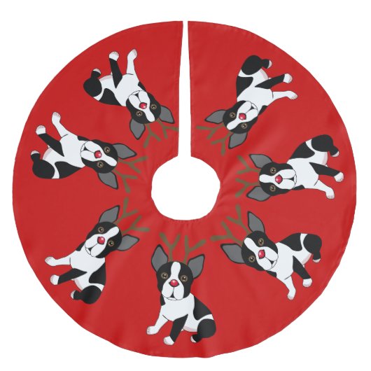 Kerstairrok van Boston Terrier Reindeer Kerstboom Rok (Voorkant)