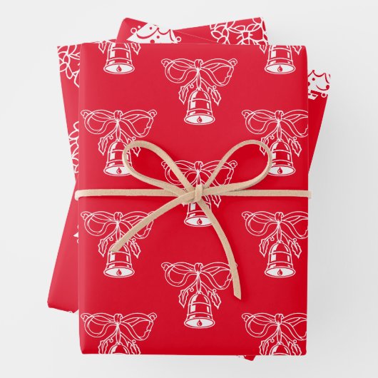 Kerstairrood en wit schattig georanje patronen inpakpapier vel (In situ)