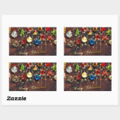 Kerstairversiering en sneeuwvlokken rechthoekige sticker (Vel)