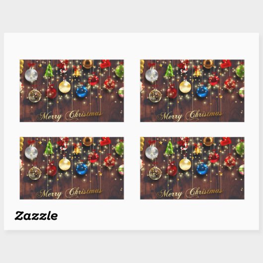 Kerstairversiering en sneeuwvlokken rechthoekige sticker (Vel)