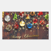 Kerstairversiering en sneeuwvlokken rechthoekige sticker (Voorkant)