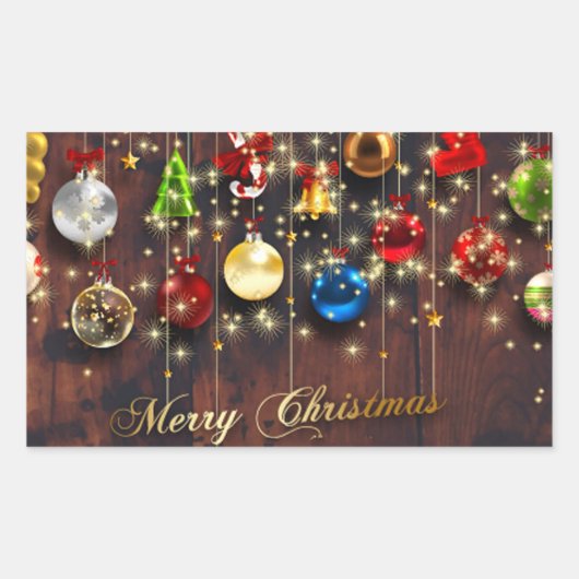 Kerstairversiering en sneeuwvlokken rechthoekige sticker (Voorkant)