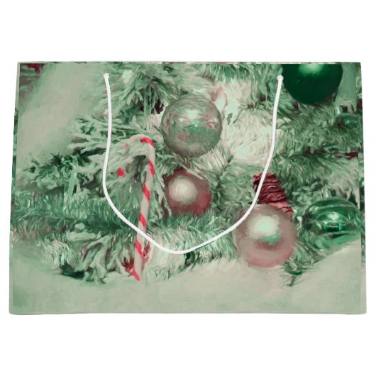 Kerstairversieringen Groene Roze Vakantiegboom Groot Cadeauzakje (Voorkant)