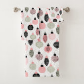 Kerstairversieringen Roze en Groene Witte Achtergr Bad Handdoek (Insitu)