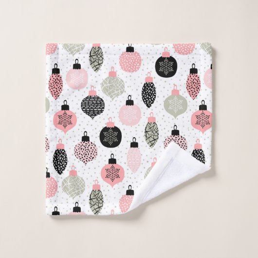 Kerstairversieringen Roze en Groene Witte Achtergr Bad Handdoek (Wasdoekje)