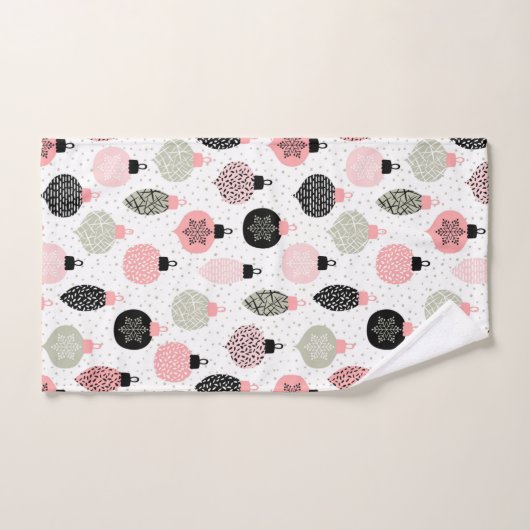 Kerstairversieringen Roze en Groene Witte Achtergr Bad Handdoek (Handdoek)