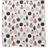 Kerstairversieringen Roze en Groene Witte Achtergr Douchegordijn (Voorkant)