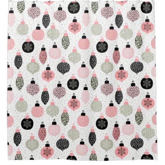 Kerstairversieringen Roze en Groene Witte Achtergr Douchegordijn (Voorkant)