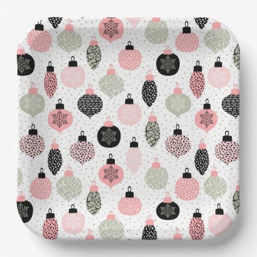 Kerstairversieringen Roze en Groene Witte Achtergr Papieren Bordje (Voorkant)