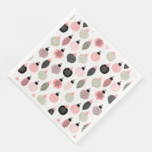 Kerstairversieringen Roze en Groene Witte Achtergr Servet (Hoek)