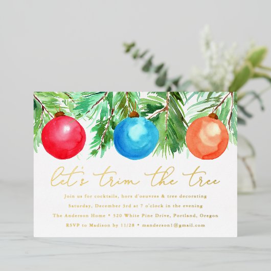 Kerstairversieringspartij Folie Uitnodiging (Staand Voorkant)