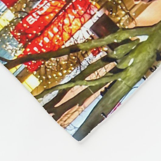 Kerstak en sneeuw fleece deken (Hoek)