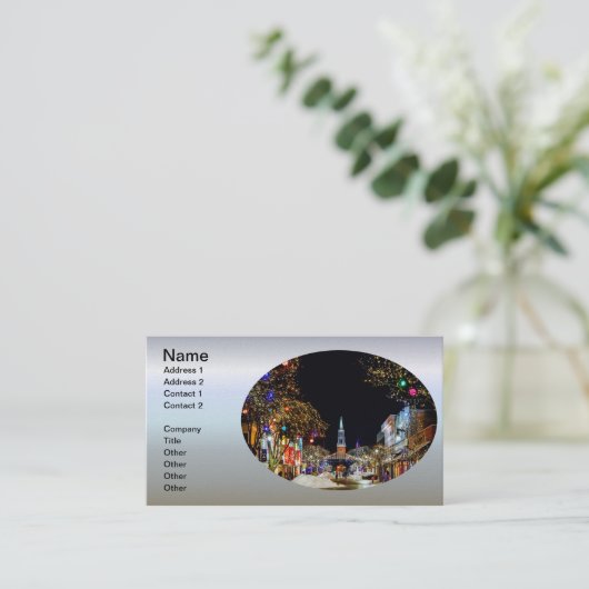 Kerstak en sneeuw visitekaartje (Staand voorkant)