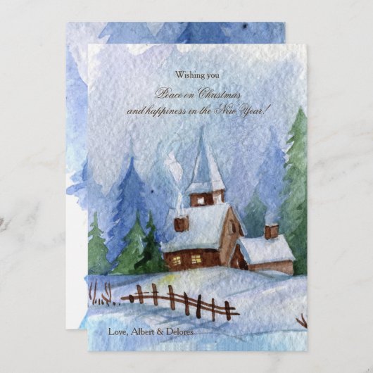 Kerstak in Snow Feestdagenkaart (Voorkant / Achterkant)